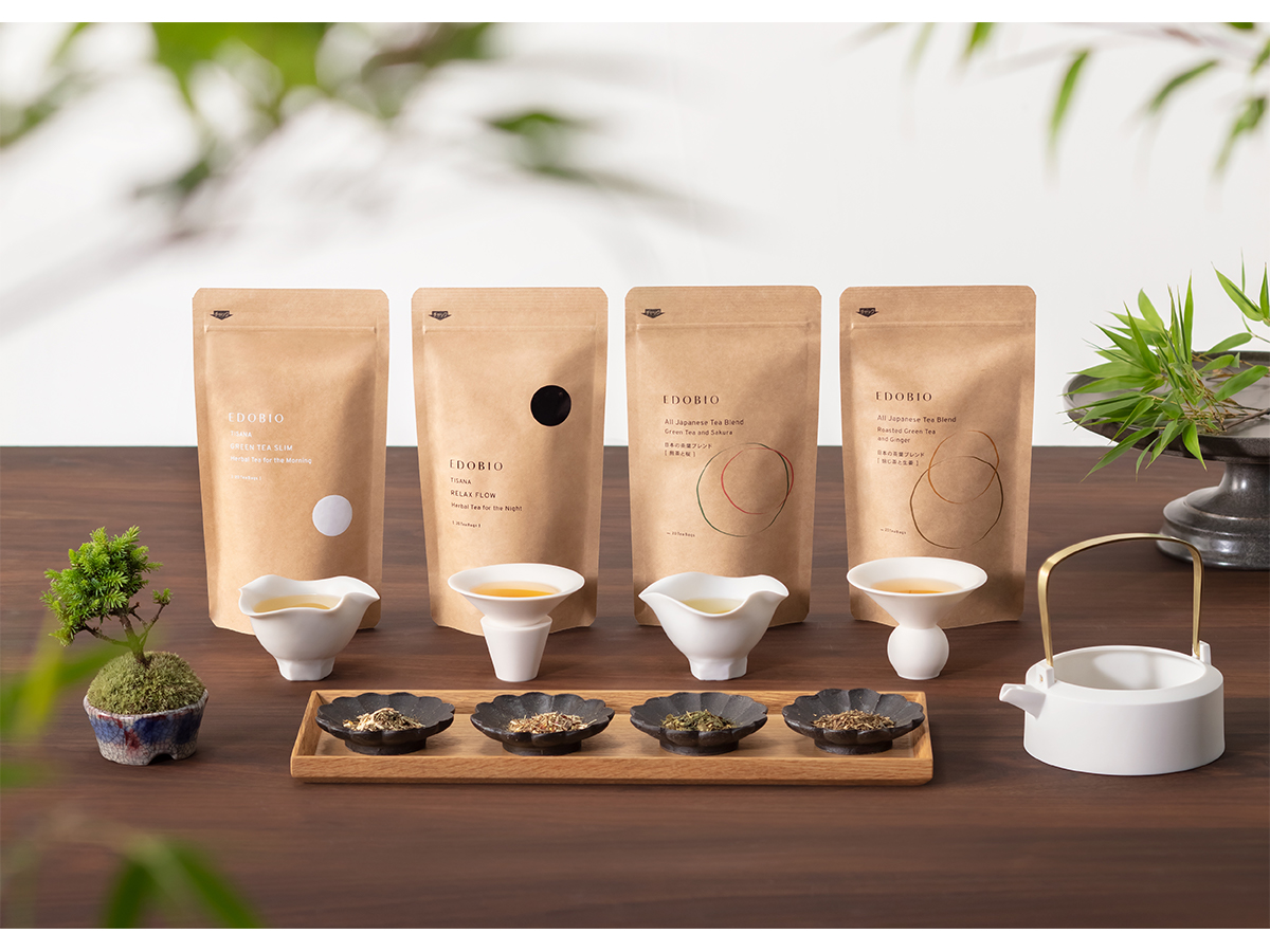 EDOBIO混合茶（绿茶 Slim、Relax Flow、煎茶和樱花、焙茶和生姜）