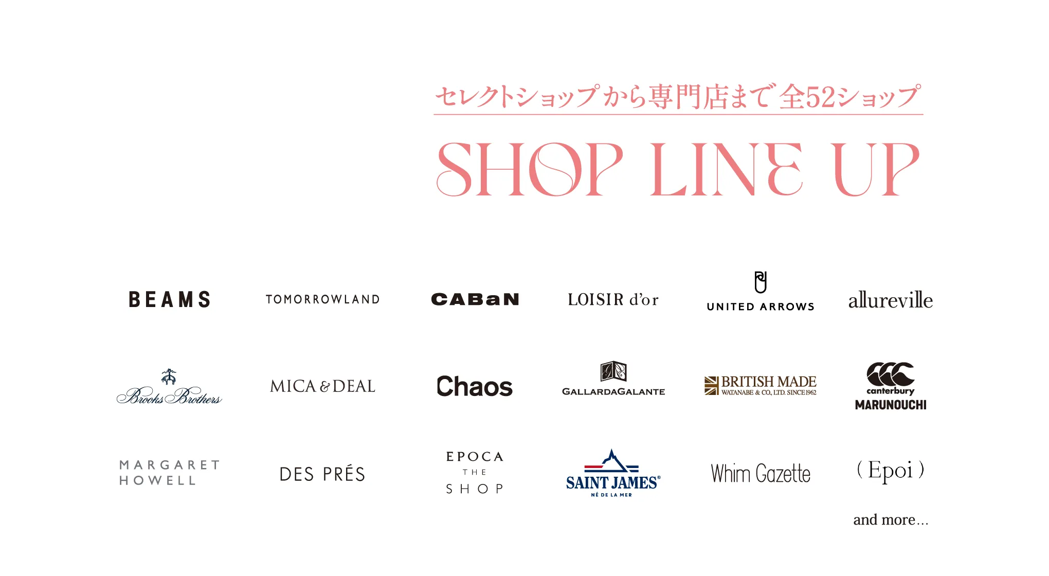共有52商店，從精選商店到專賣店應有盡有。
