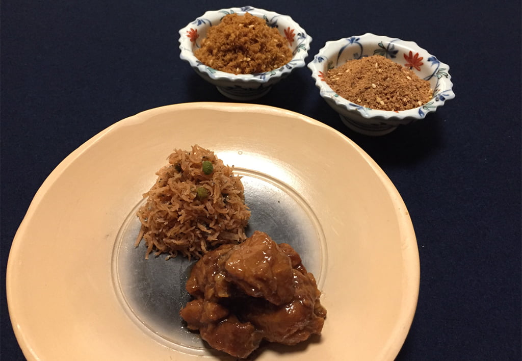 Boiled red sea bream, plum chirimen, beckoning manma, fukumanma set (MFUG)
